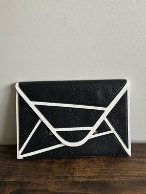BCBGMaxAzria Black and White Envelope Clutch.